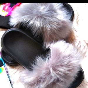 Gray Furry Slides